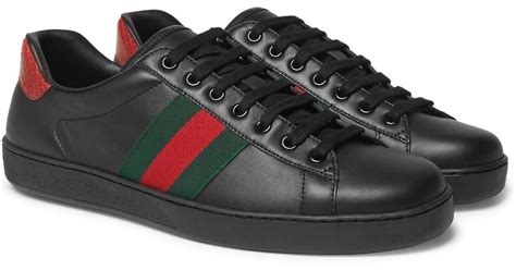 gucci shoes mens black|black gucci sneakers men's.